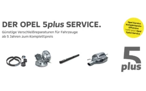 Der Opel 5plus Service (ehemals Opel Service Komplettpreis-Offensive): Günstige Verschleißreparaturen für Fahrzeuge ab 5 Jahren zum Komplettpreis.